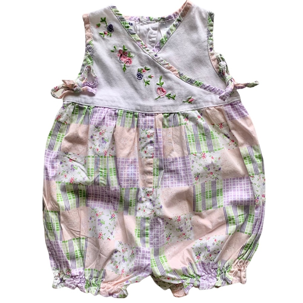 B.T. Kids Floral Patchwork Print Embroidered Sleeveless Romper